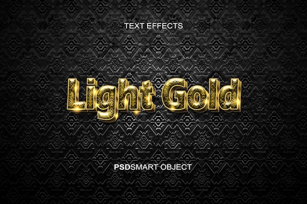Modelo de logotipo de luz de luxo psd em estilo de texto 3d dourado