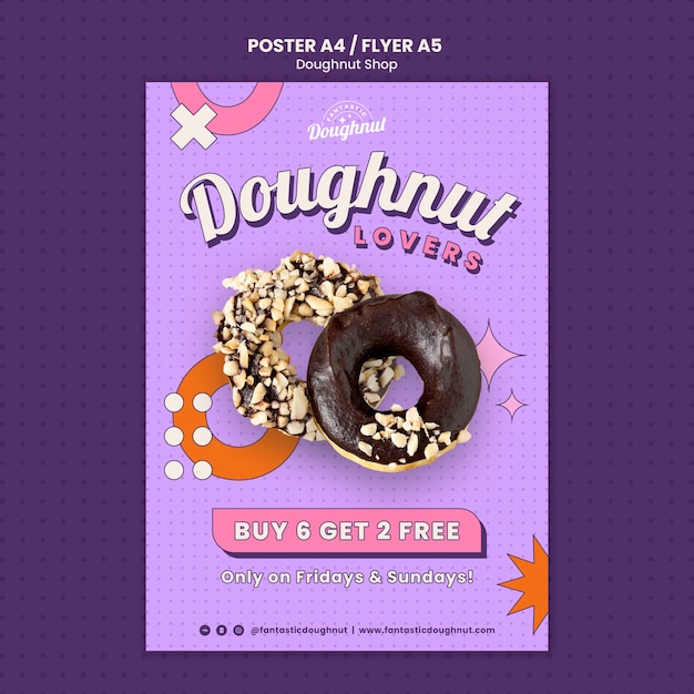 PSD grátis modelo de loja de donuts de design plano