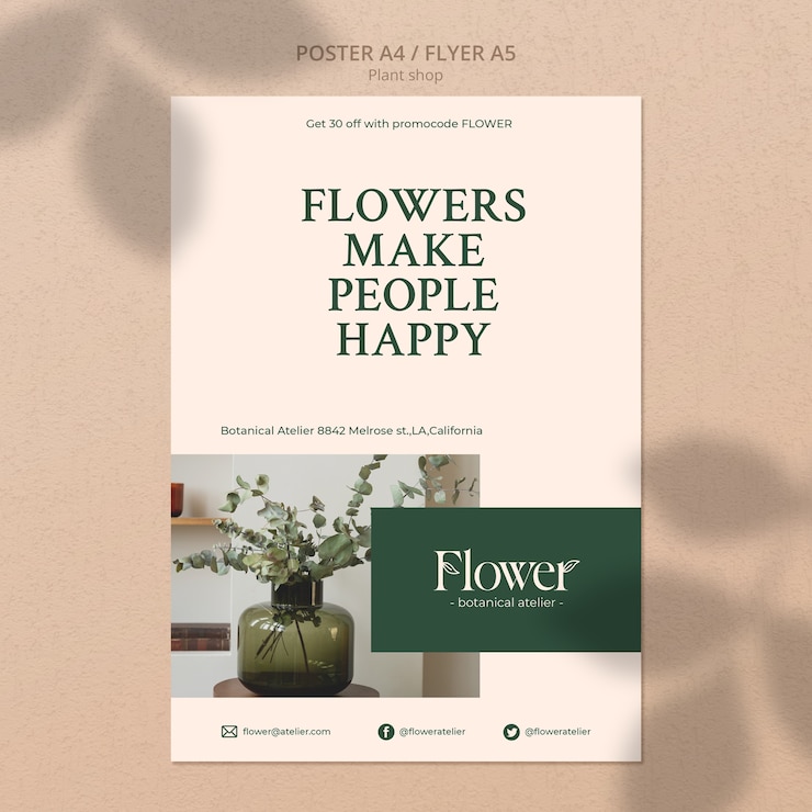 PSD grátis modelo de loja de plantas de design plano