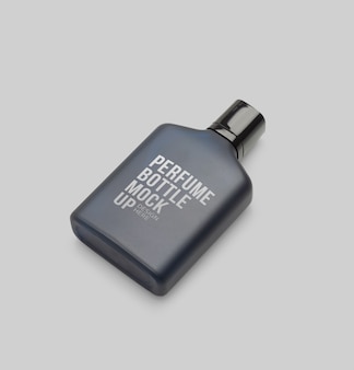 Modelo de maquete de frasco de perfume azul escuro para seu projeto.