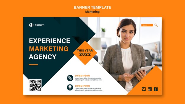 Modelo de marketing de banner de design plano