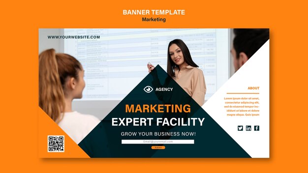 Modelo de marketing de banner de design plano