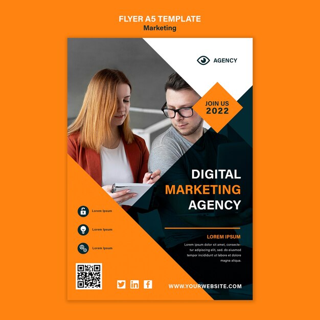 Modelo de marketing de cartaz de design plano