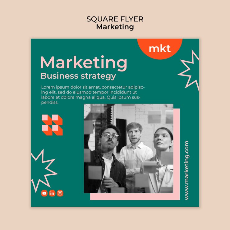 PSD grátis modelo de marketing de design plano
