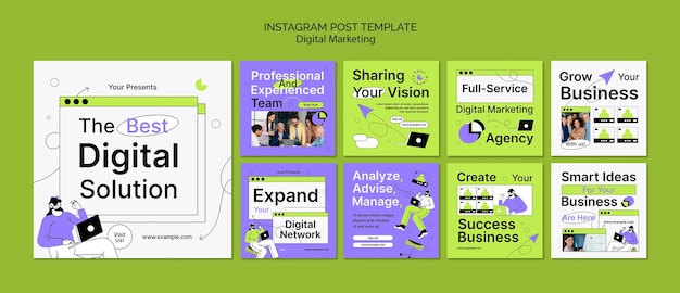 Modelo de marketing digital de design plano