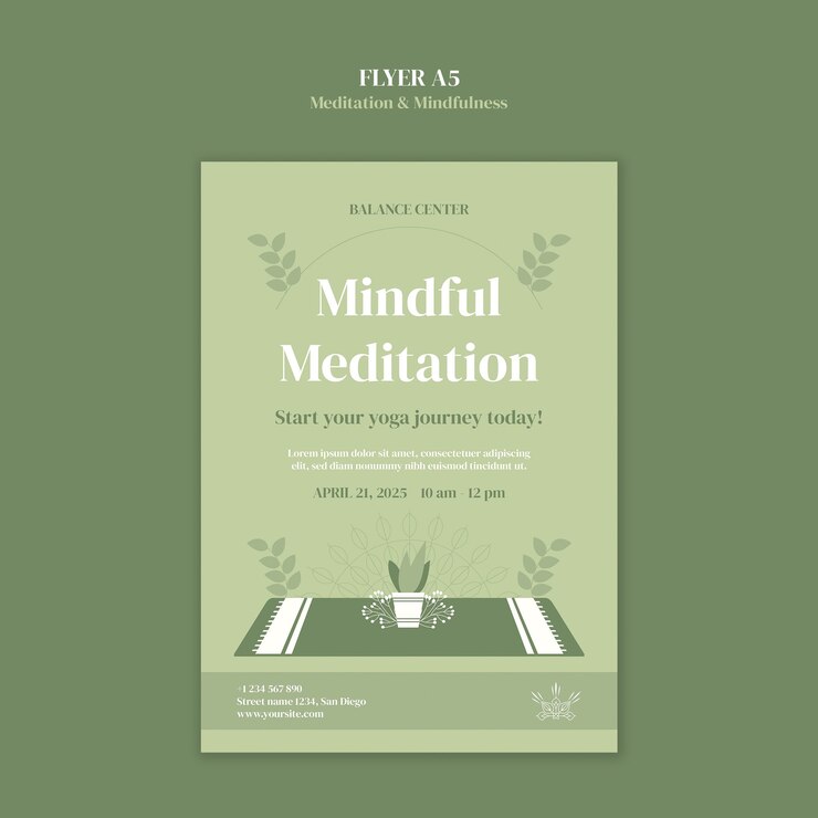 PSD grátis modelo de meditação e atenção plena