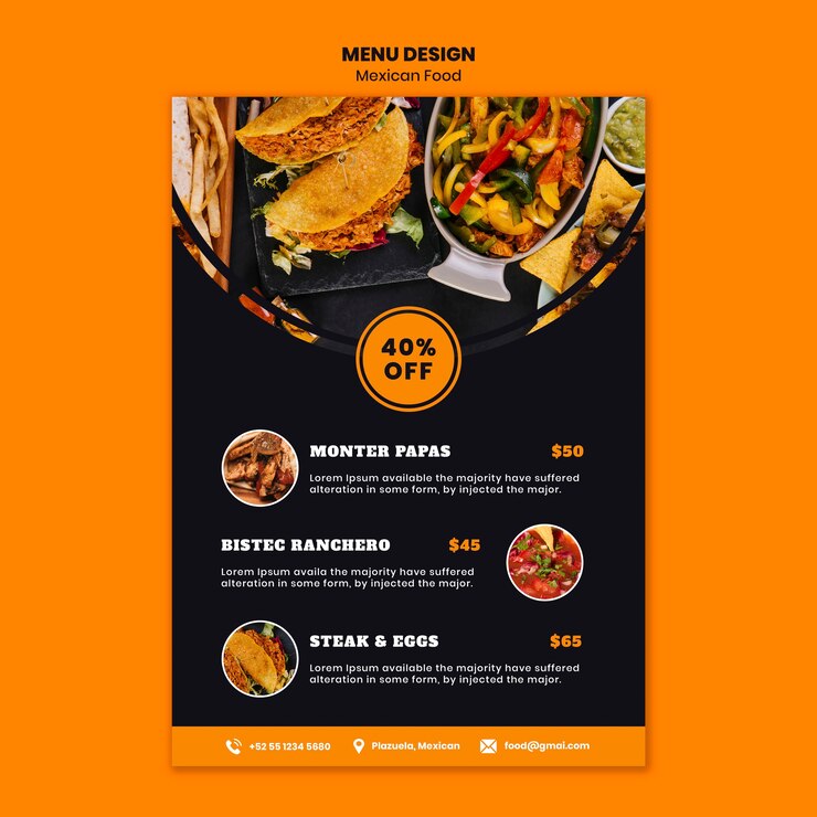 PSD grátis modelo de menu de comida mexicana