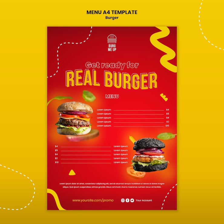 PSD grátis modelo de menu de fast food delicioso