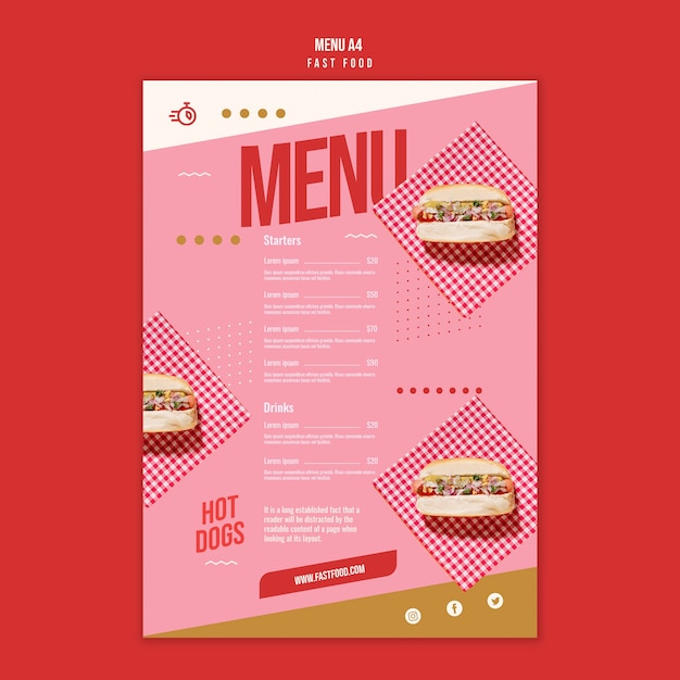 PSD grátis modelo de menu de fast food delicioso