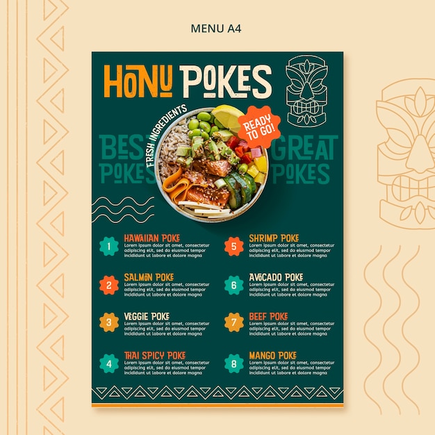 PSD grátis modelo de menu de restaurante de comida deliciosa