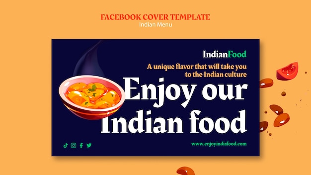 PSD grátis modelo de menu indiano de design plano