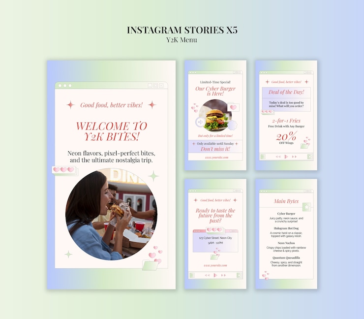 PSD grátis modelo de menu y2k