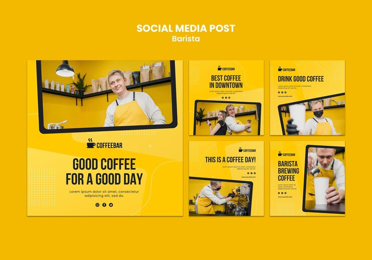PSD grátis modelo de mídia social barista