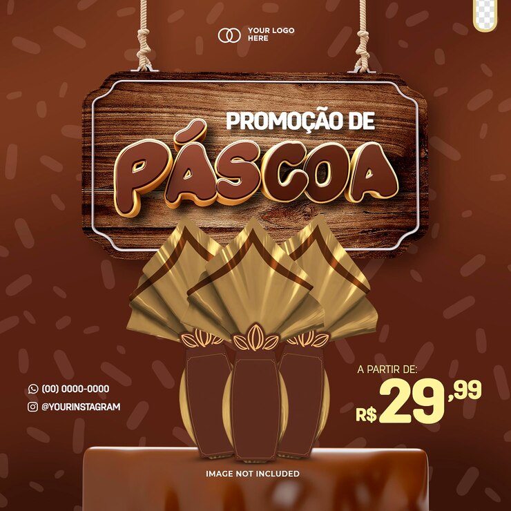 PSD grátis modelo de mídia social de páscoa em renderização 3d em português para a campanha de sorteio do brasil páscoa no brasil