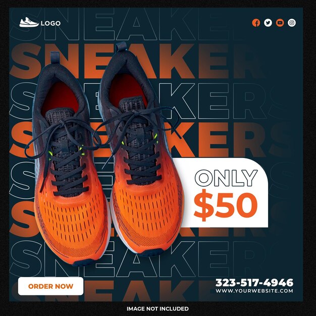 modelo de mídia social de sapatos de tênis