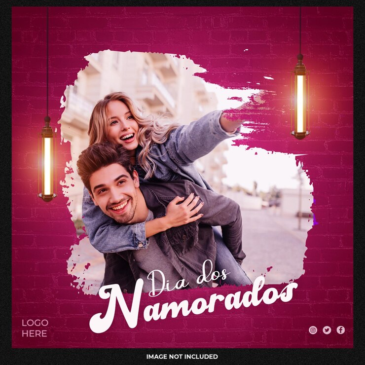 PSD grátis modelo de mídia social dos namorados