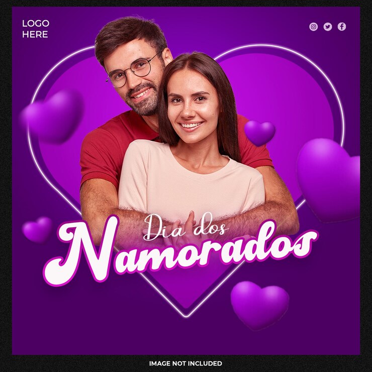 PSD grátis modelo de mídia social dos namorados