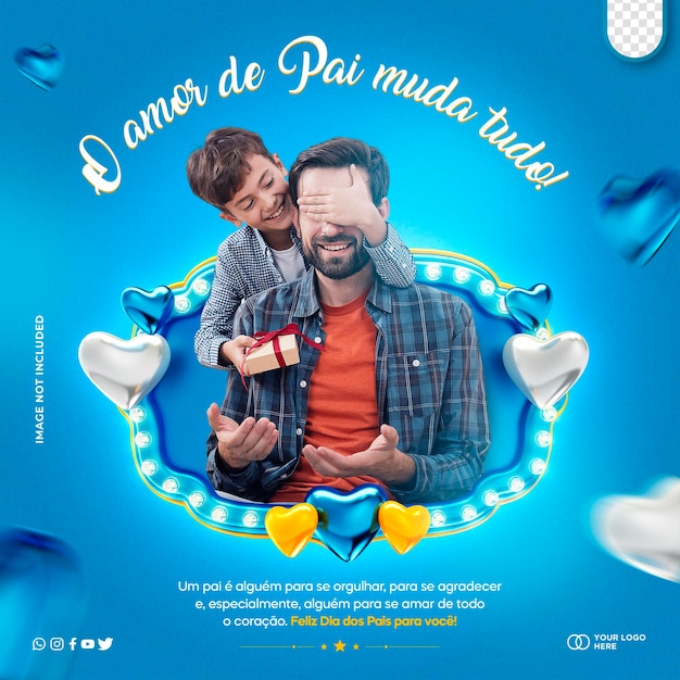 PSD grátis modelo de mídia social para comemoração do dia dos pais feliz dia dos pais no brasil