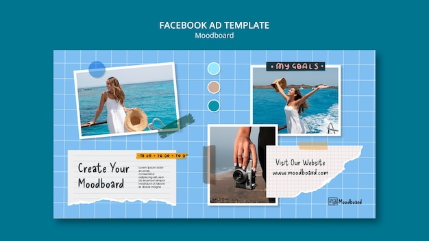 PSD grátis modelo de moodboard de design plano
