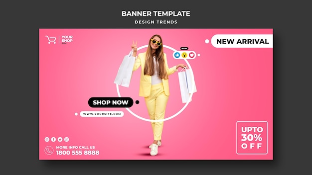 Modelo de mulher de compras de banner