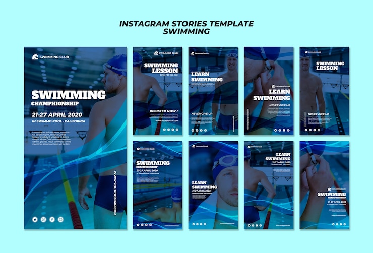 PSD grátis modelo de natação para histórias do instagram