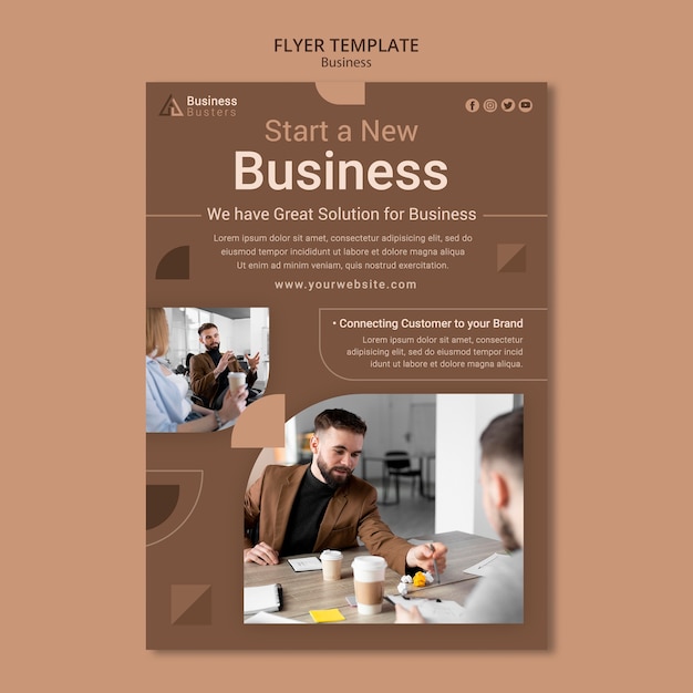 PSD grátis modelo de negócios de panfleto de design plano