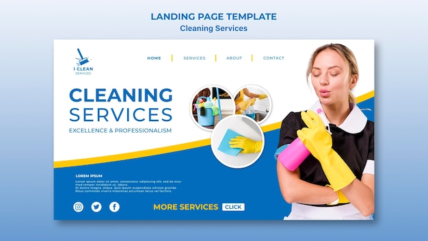 PSD grátis modelo de página de aterrissagem de conceito de serviço de limpeza