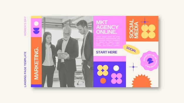 Modelo de página de aterrissagem de estratégia de marketing de design plano