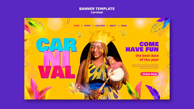 PSD grátis modelo de página de chegada de celebração de carnaval