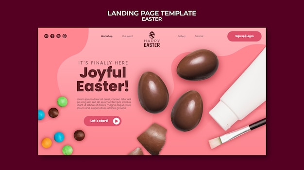 PSD grátis modelo de página de chegada para a celebração da páscoa