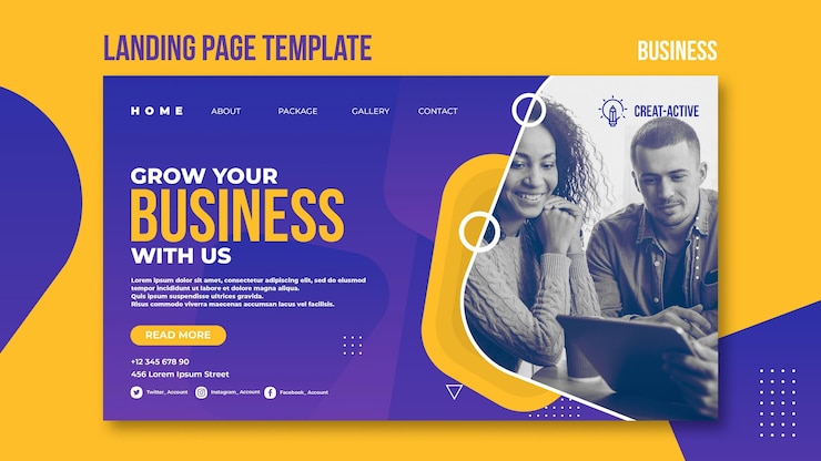PSD grátis modelo de página de destino comercial com foto