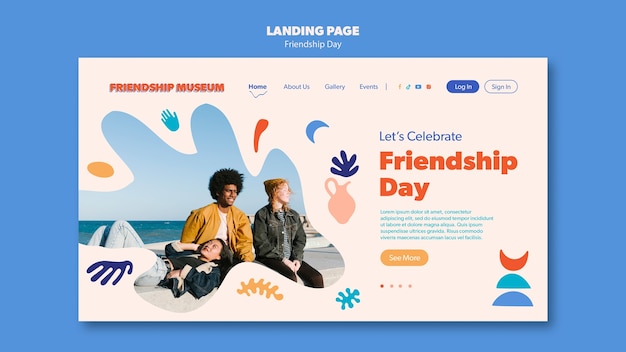 PSD grátis modelo de página de destino da celebração do dia da amizade