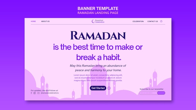 PSD grátis modelo de página de destino da celebração do ramadã