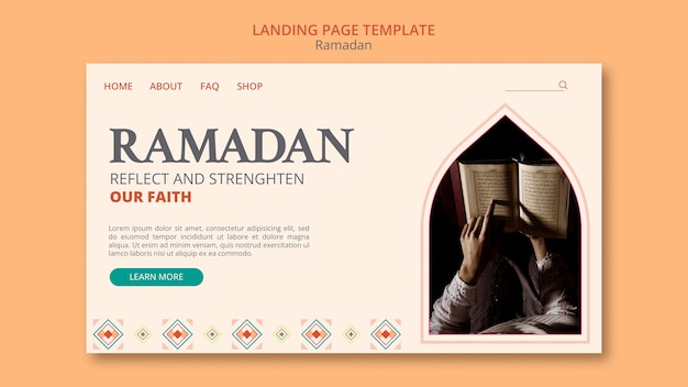 PSD grátis modelo de página de destino da celebração do ramadã