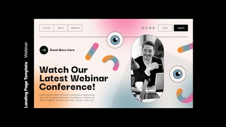 PSD grátis modelo de página de destino da conferência webinar