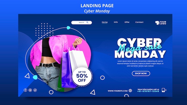 PSD grátis modelo de página de destino da cyber monday