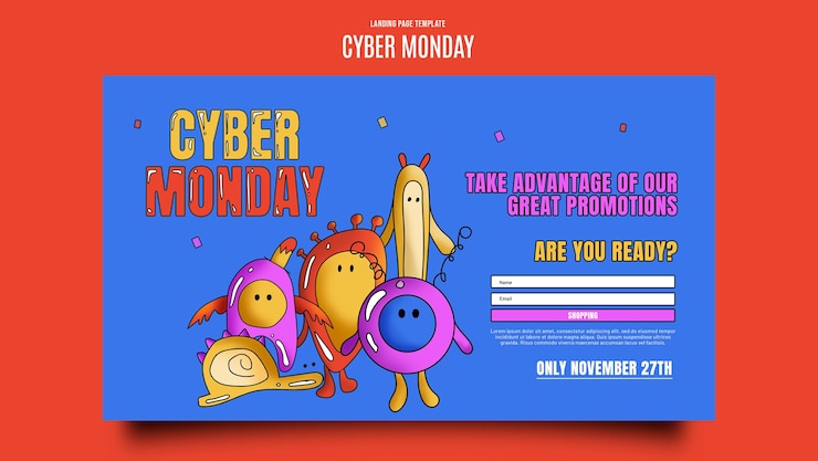 PSD grátis modelo de página de destino da cyber monday