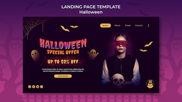 Modelo de página de destino da festa dark halloween
