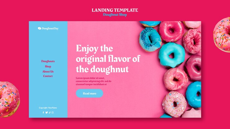 PSD grátis modelo de página de destino da loja de donuts