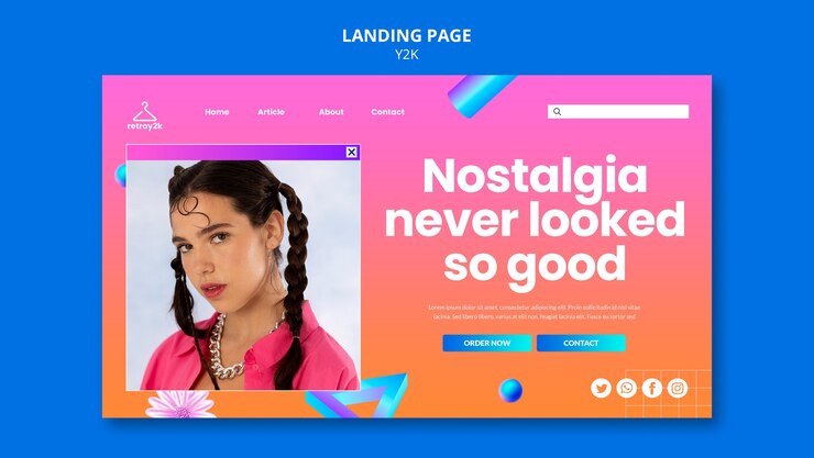 PSD grátis modelo de página de destino da moda y2k
