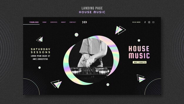 Modelo de página de destino de anúncio de house music