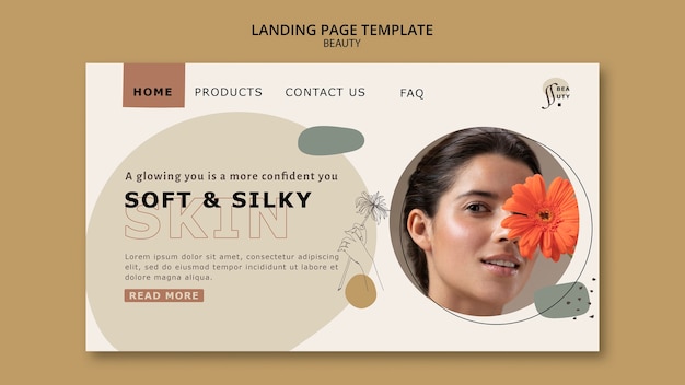 PSD grátis modelo de página de destino de beleza de design plano