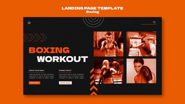 Modelo de página de destino de boxe de design plano