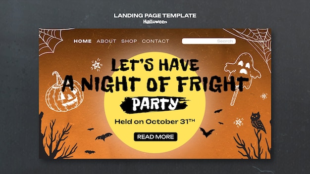 Modelo de página de destino de celebração de Halloween