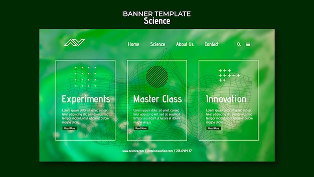 PSD grátis modelo de página de destino de ciência com design abstrato