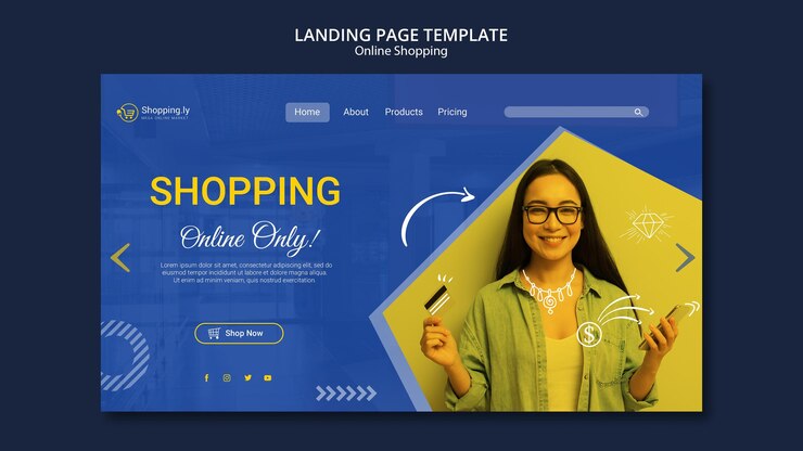 PSD grátis modelo de página de destino de compras on-line