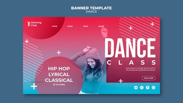 Modelo de página de destino de dança colorida