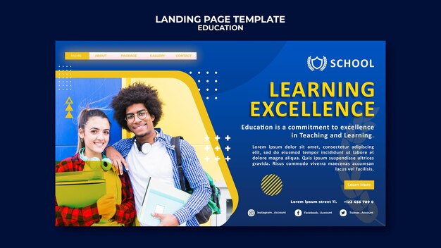 Modelo de página de destino de educação