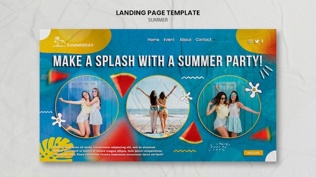PSD grátis modelo de página de destino de férias de verão