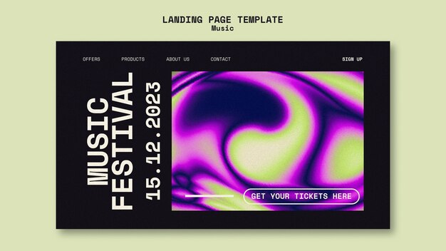 Modelo de página de destino de festival de música gradiente
